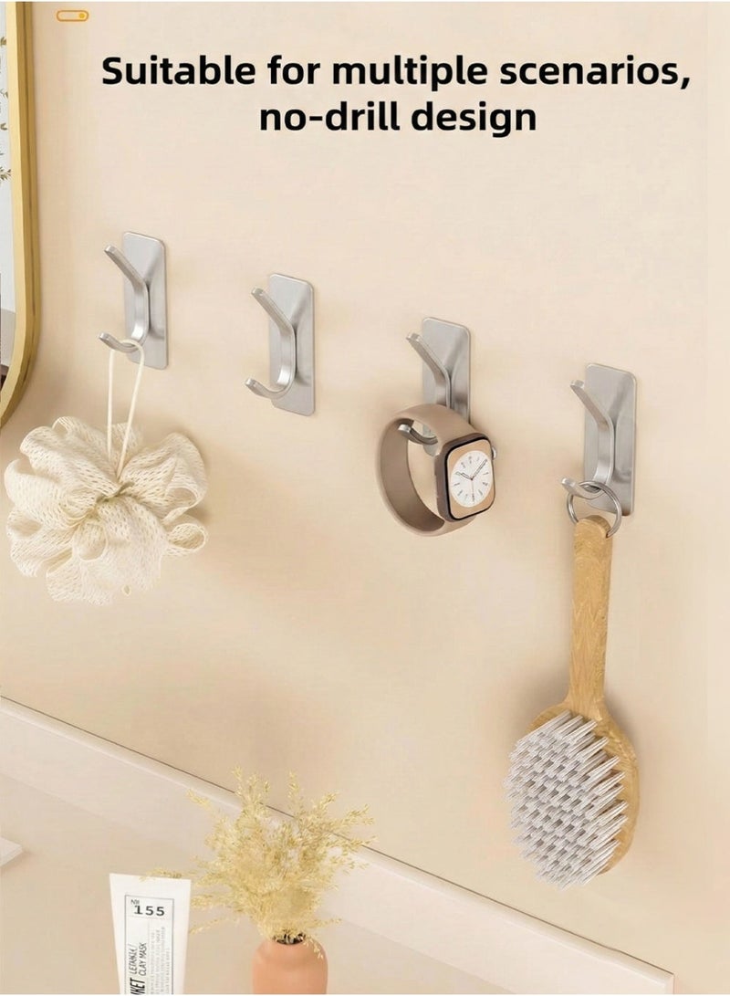 6 Pcs Self-Adhesive Wall Hooks, Stainless Steel Adhesive Door Hooks, Nail Free, Waterproof, Heavy Duty Wall Hooks for Wall, Door, Kitchen and Bathroom Holder for Towels, Robes, Coats - Image 5